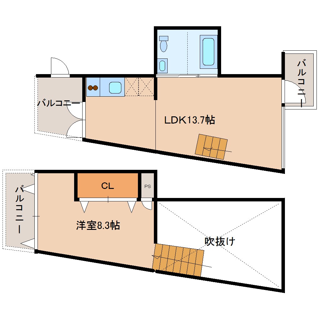 奈良県橿原市新賀町マンション 3-4階の物件間取画像