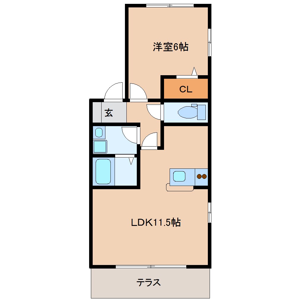 八木西口駅 徒歩15分 1階の物件間取画像