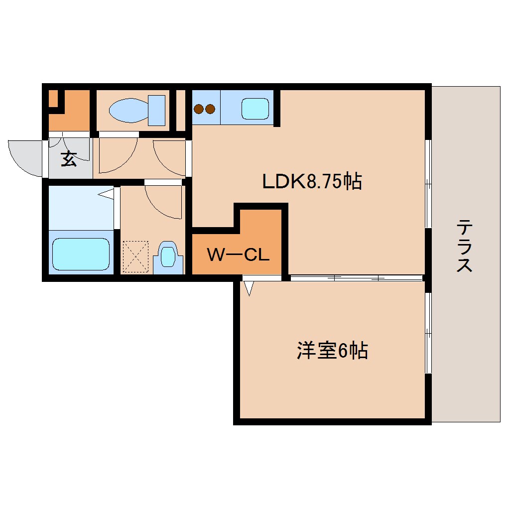 八木西口駅 徒歩6分 1階の物件間取画像