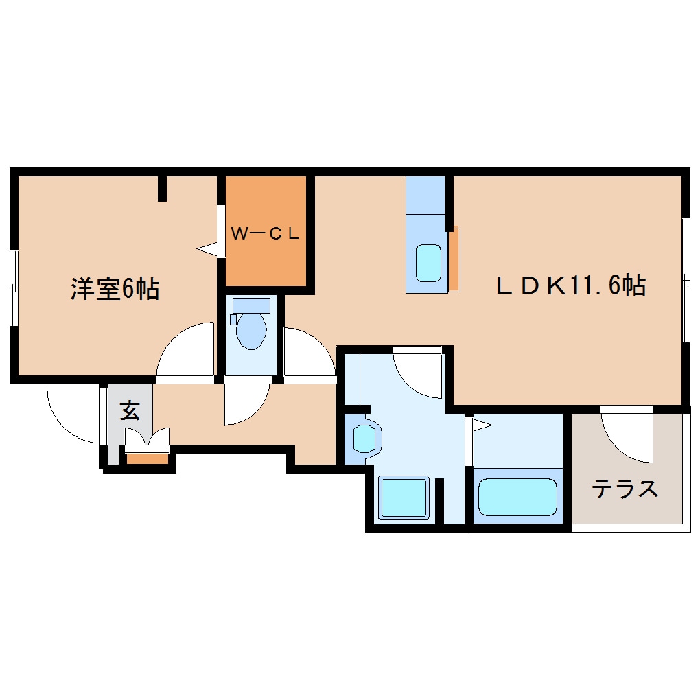 八木西口駅 徒歩12分 1階の物件間取画像