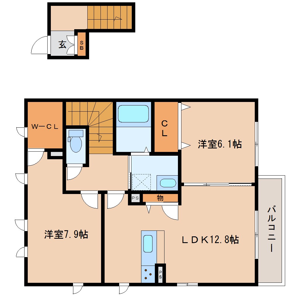 奈良県磯城郡田原本町大字新町ハイツ 2階の物件間取画像