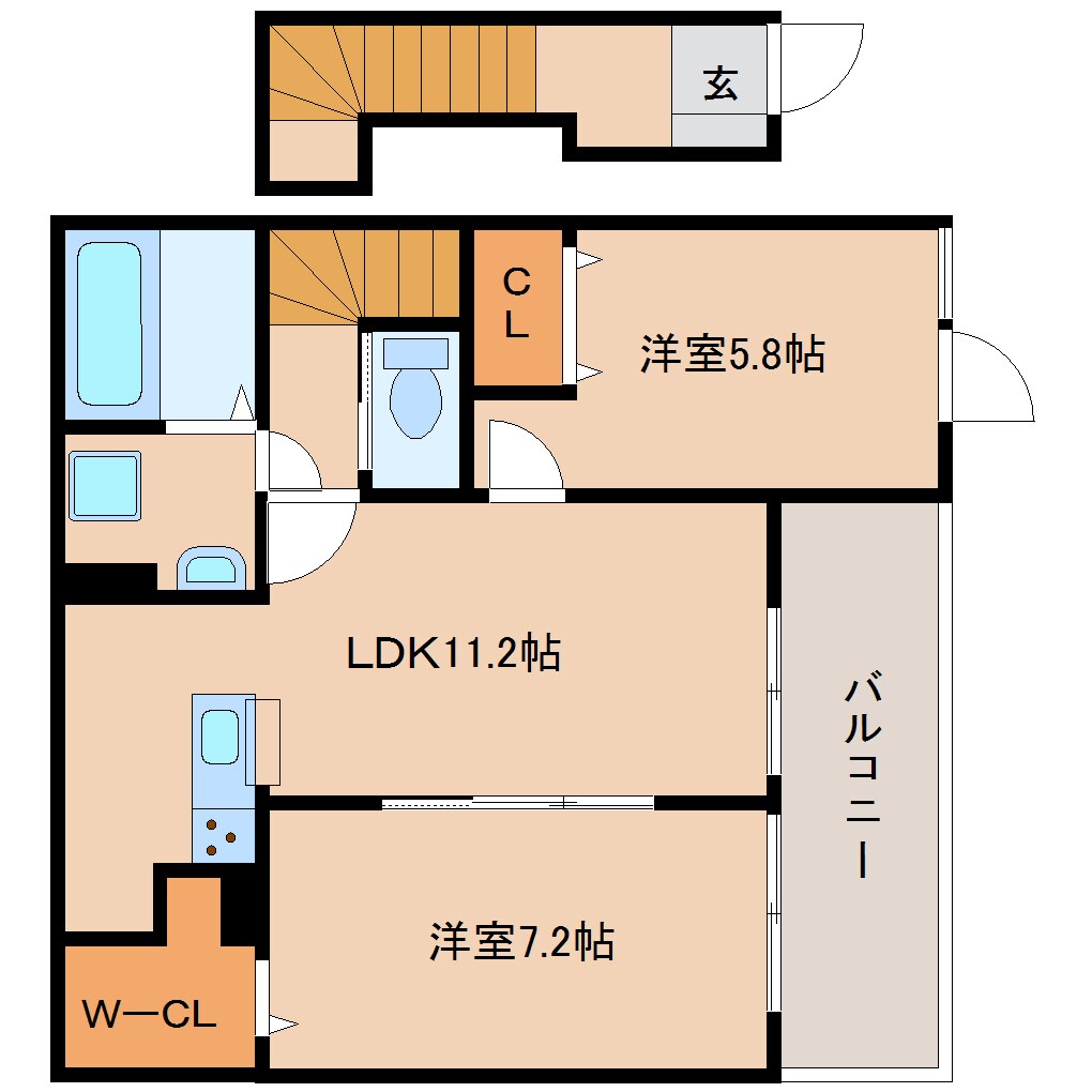 真菅駅 徒歩13分 2階の物件間取画像