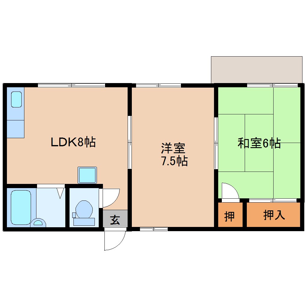 奈良県桜井市大字外山ハイツ 1階の物件間取画像