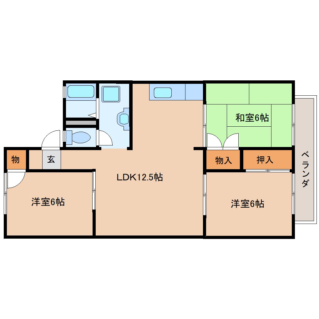 奈良県桜井市粟殿ハイツ 1階の物件間取画像