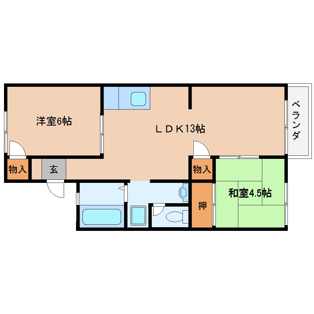 三輪駅 徒歩5分 2階の物件間取画像