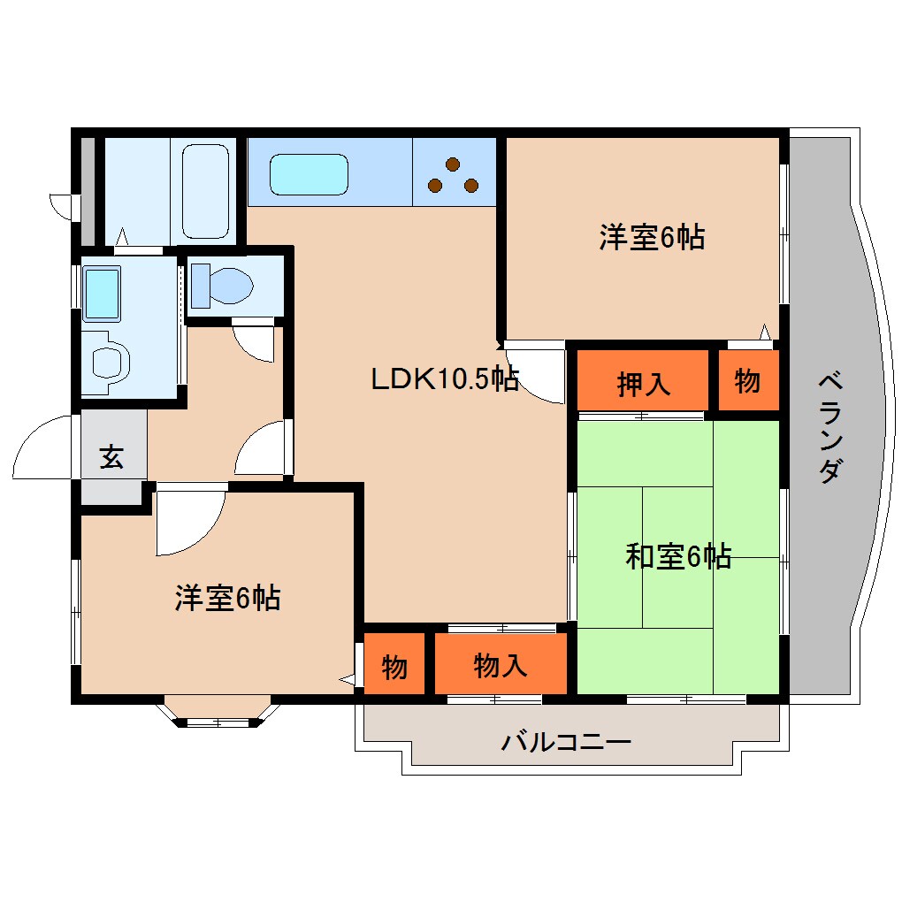 大和朝倉駅 徒歩10分 3階の物件間取画像