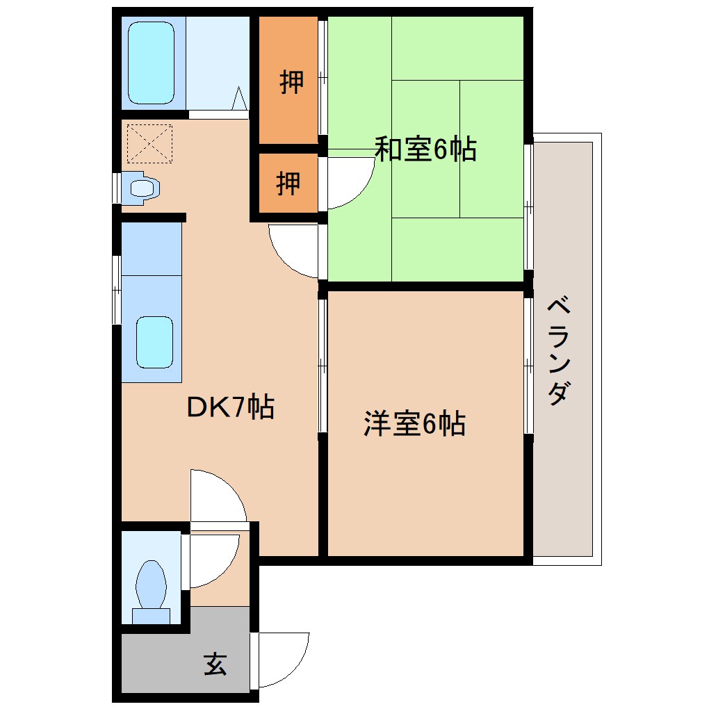 奈良県桜井市大字大福ハイツ 2階の物件間取画像