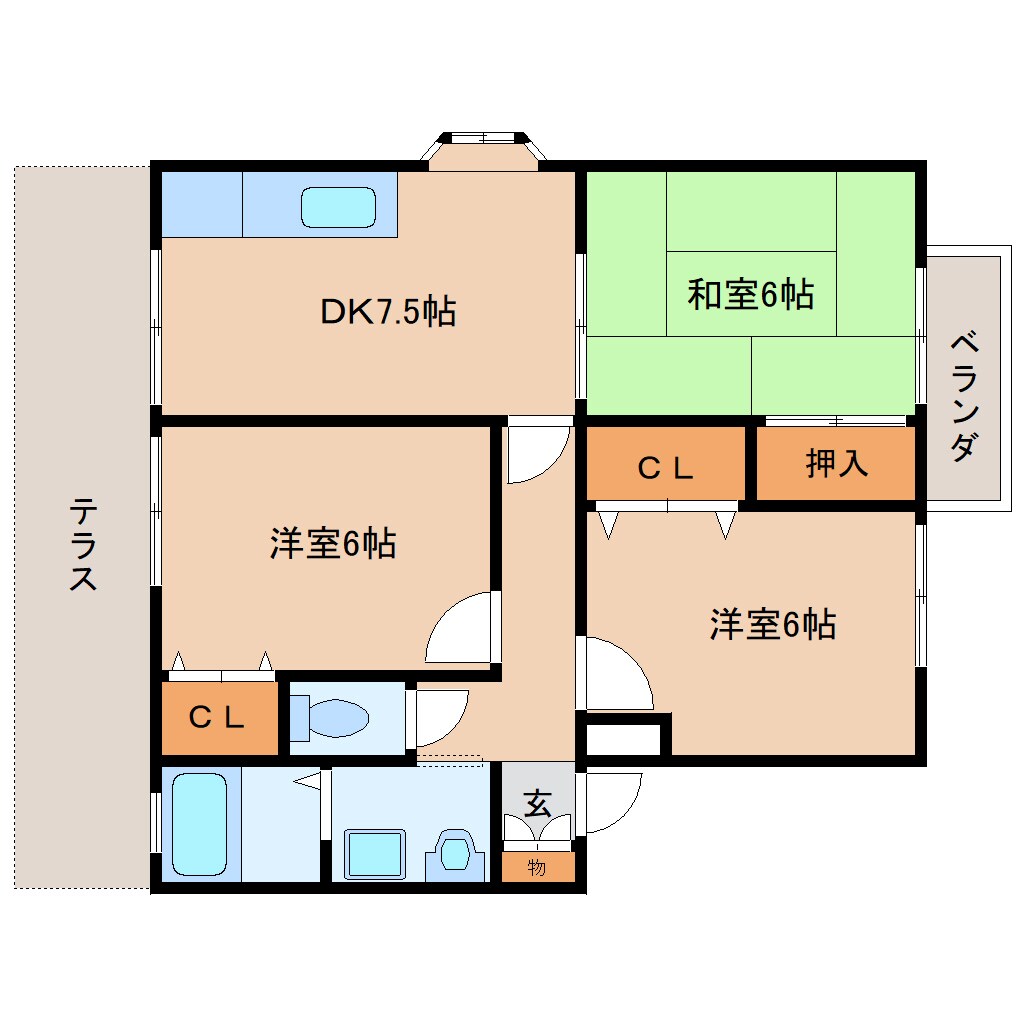 奈良県桜井市大字西之宮コーポ 1階の物件間取画像