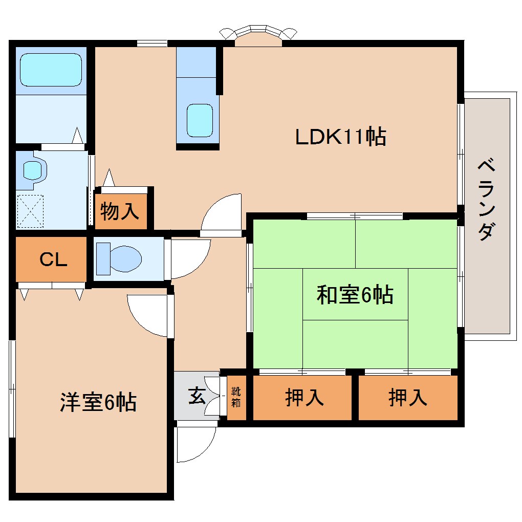 奈良県桜井市大字西之宮コーポ 2階の物件間取画像
