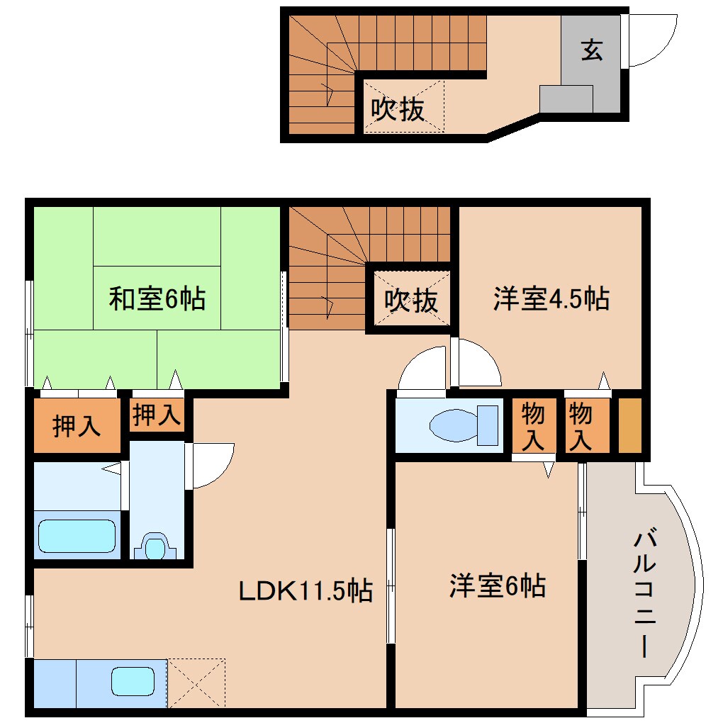 奈良県桜井市大字上之庄コーポ 2階の物件間取画像