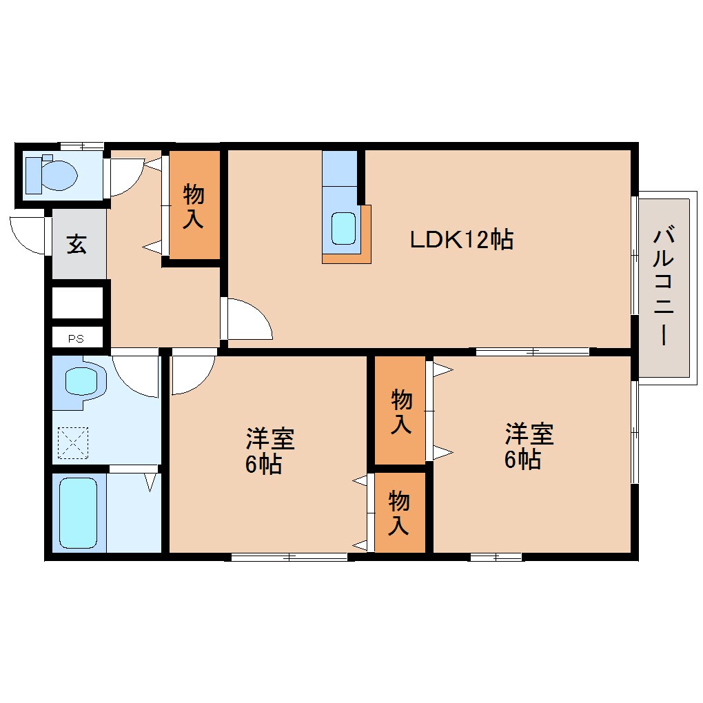 奈良県桜井市大字西之宮コーポ 2階の物件間取画像