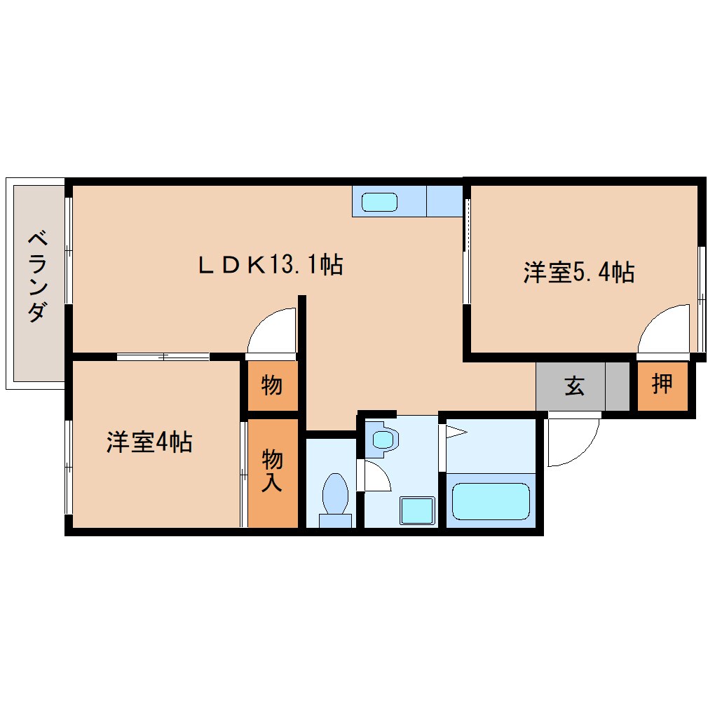 奈良県桜井市大字粟殿ハイツ 2階の物件間取画像