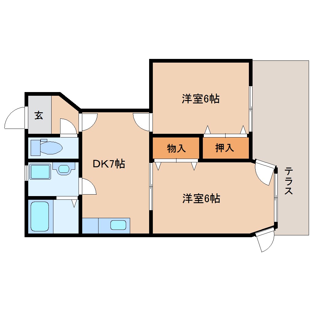 奈良県桜井市大字東新堂コーポ 1階の物件間取画像
