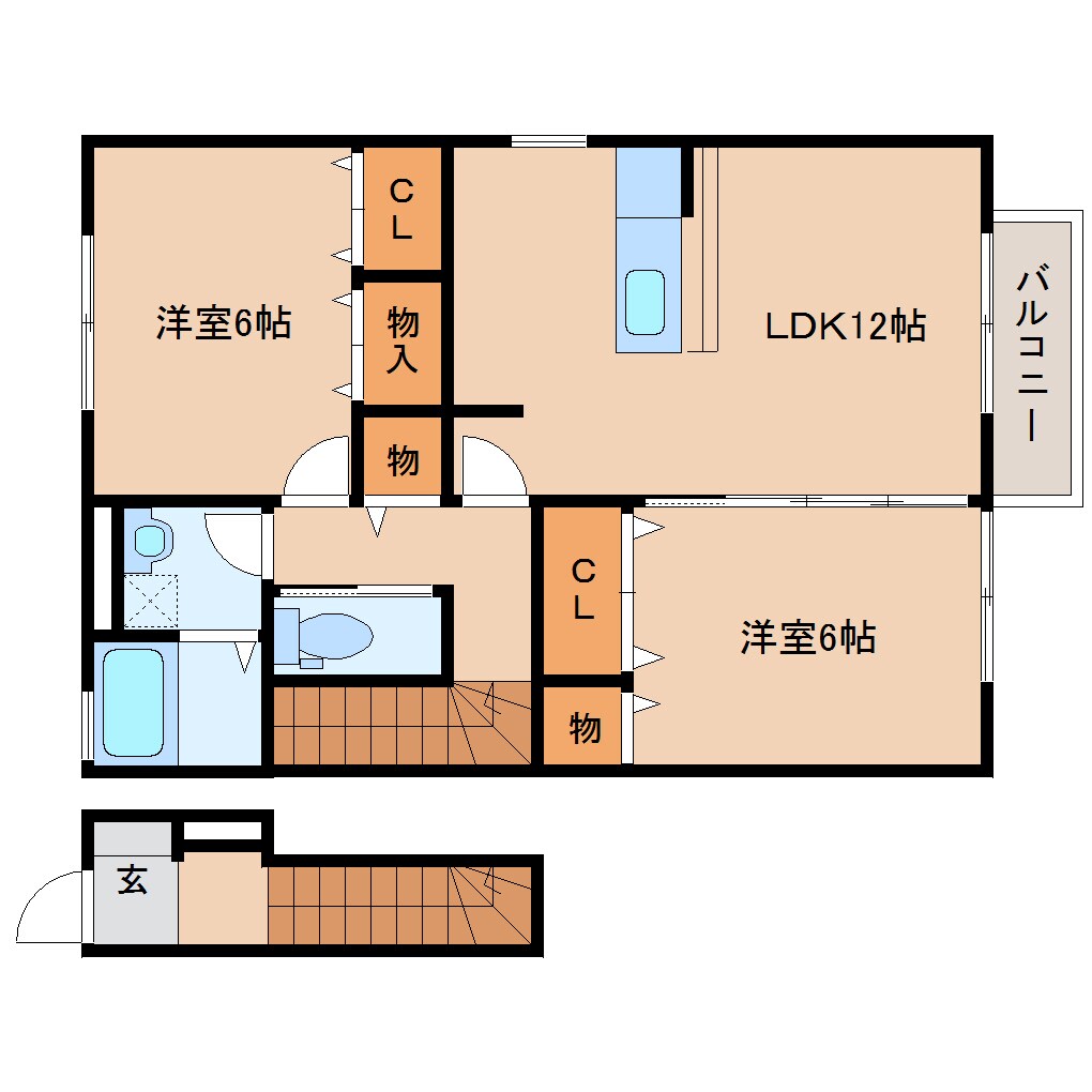 奈良県桜井市大字粟殿ハイツ 2階の物件間取画像