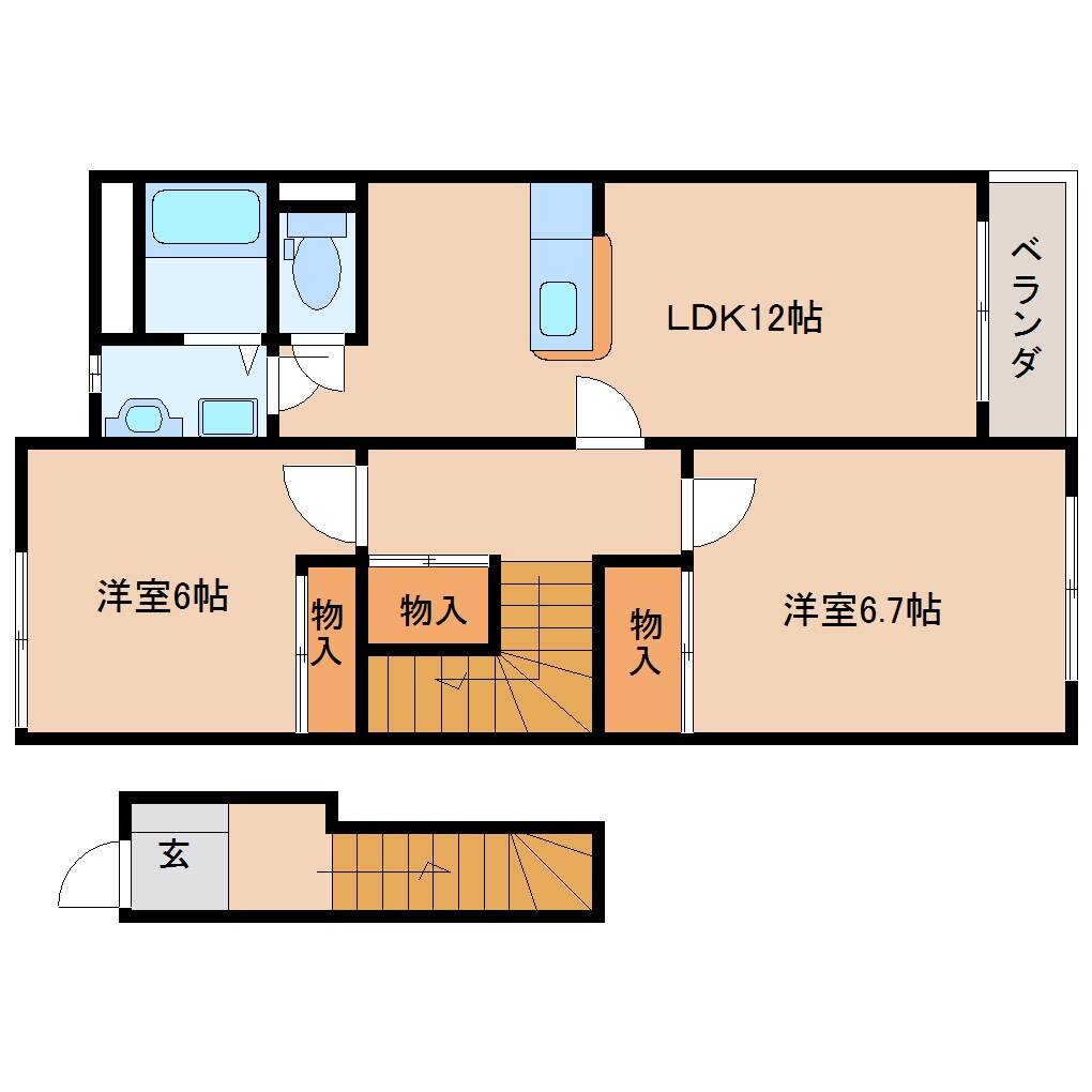 大和朝倉駅 徒歩14分 2階の物件間取画像
