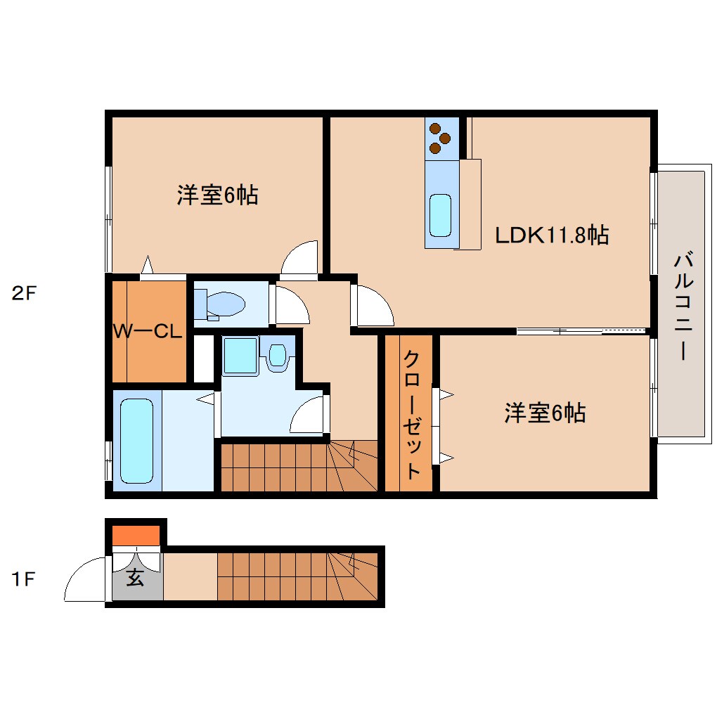 奈良県桜井市大字谷ハイツ 2階の物件間取画像