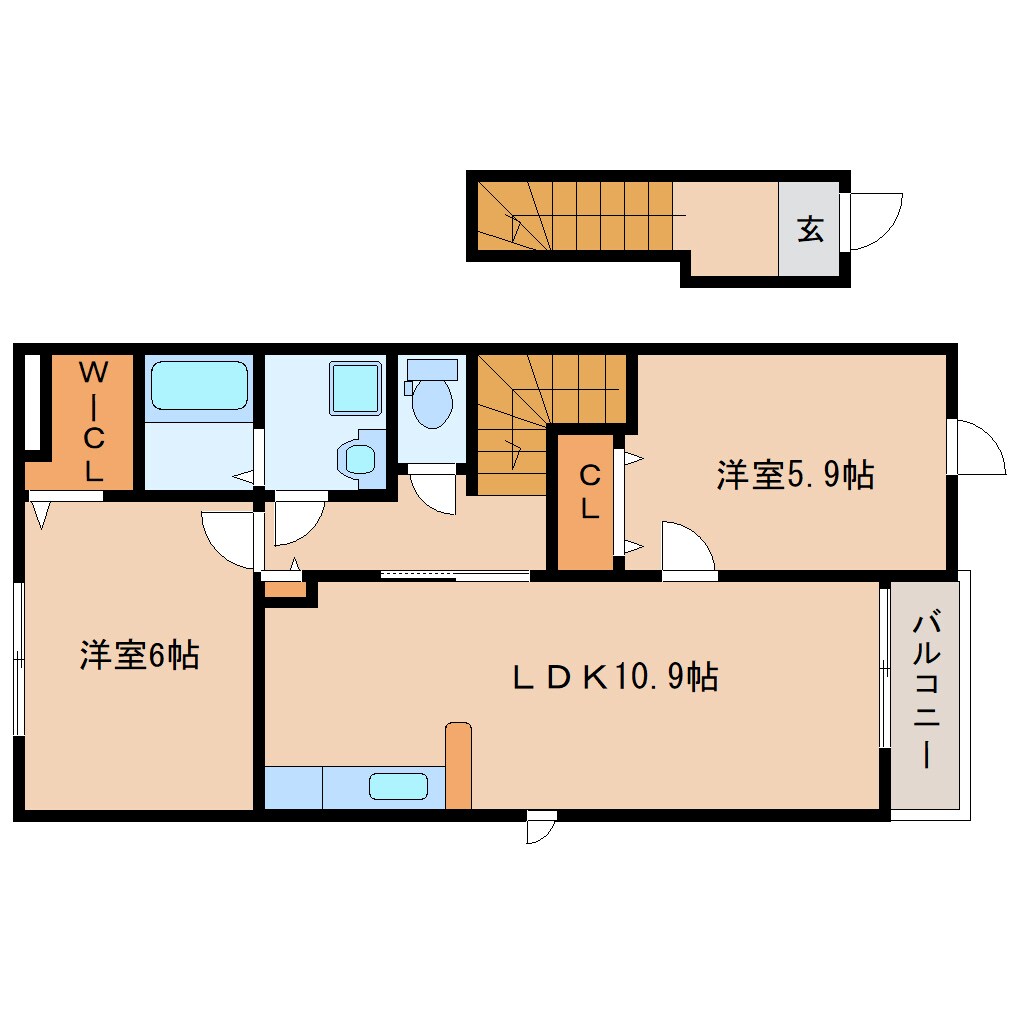 奈良県桜井市大字金屋コーポ 2階の物件間取画像