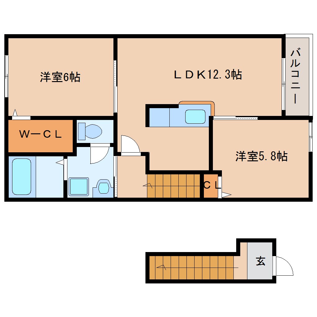 奈良県桜井市大字桜井ハイツ 2階の物件間取画像