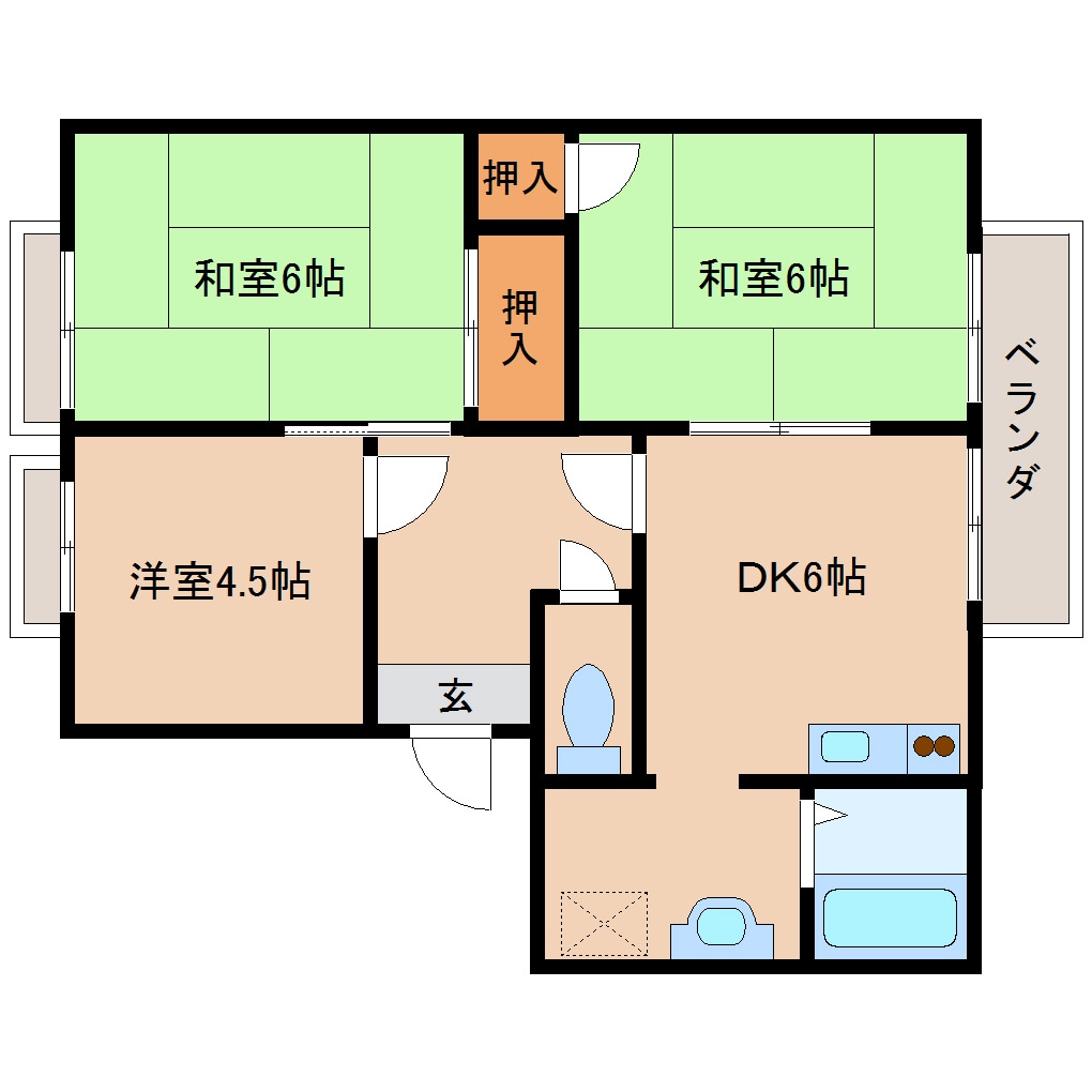 柳本駅 徒歩2分 2階の物件間取画像