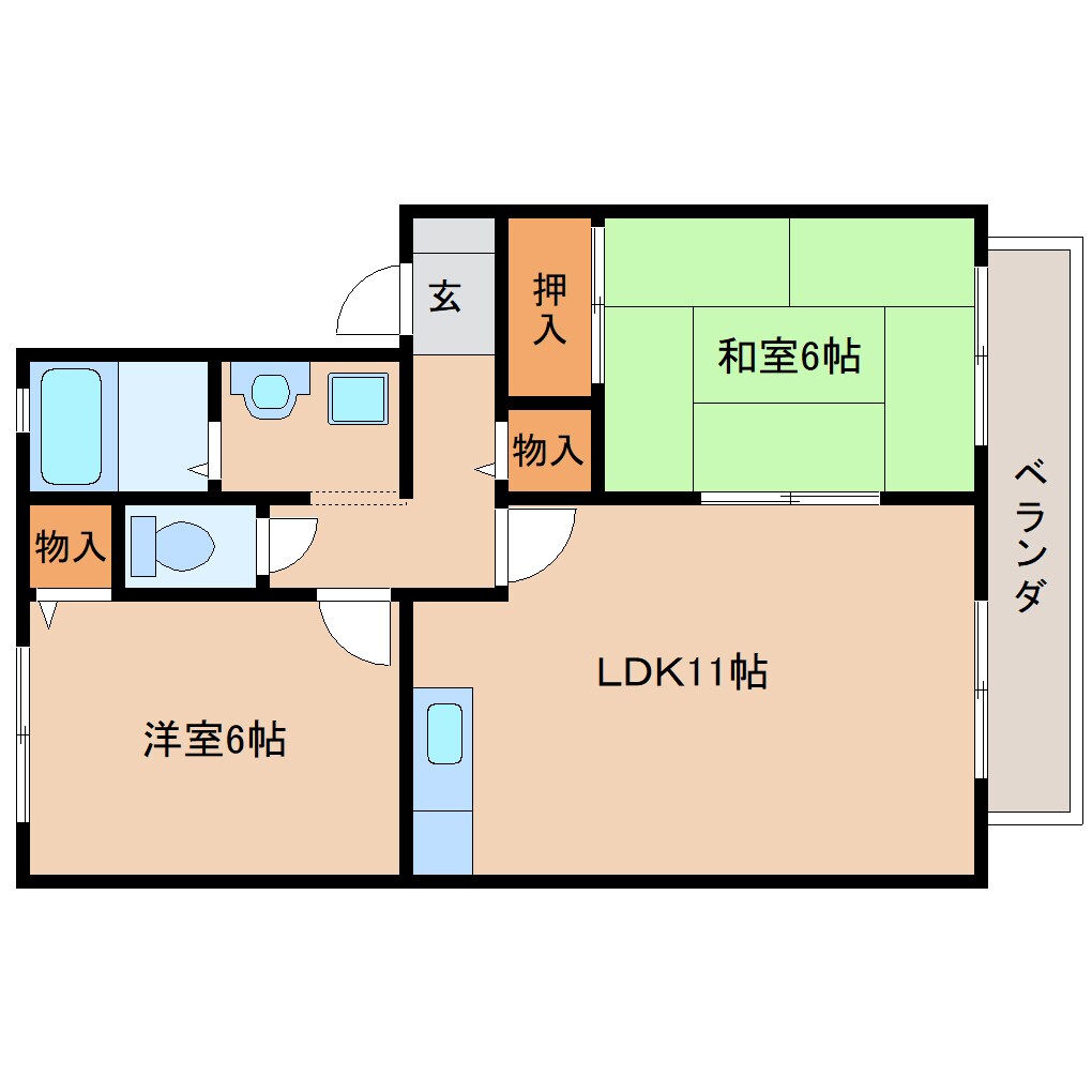 奈良県天理市櫟本町ハイツ 2階の物件間取画像