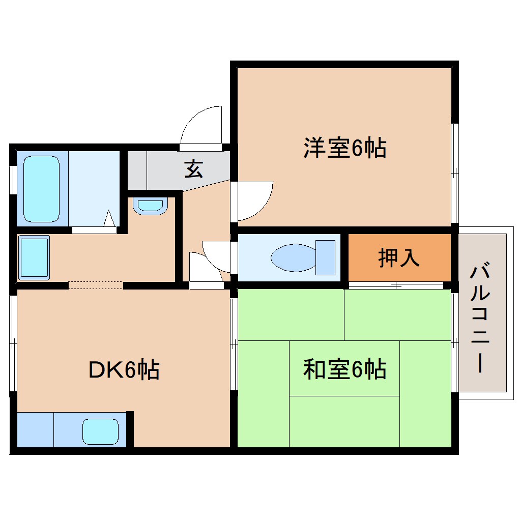 奈良県天理市三昧田町ハイツ 2階の物件間取画像
