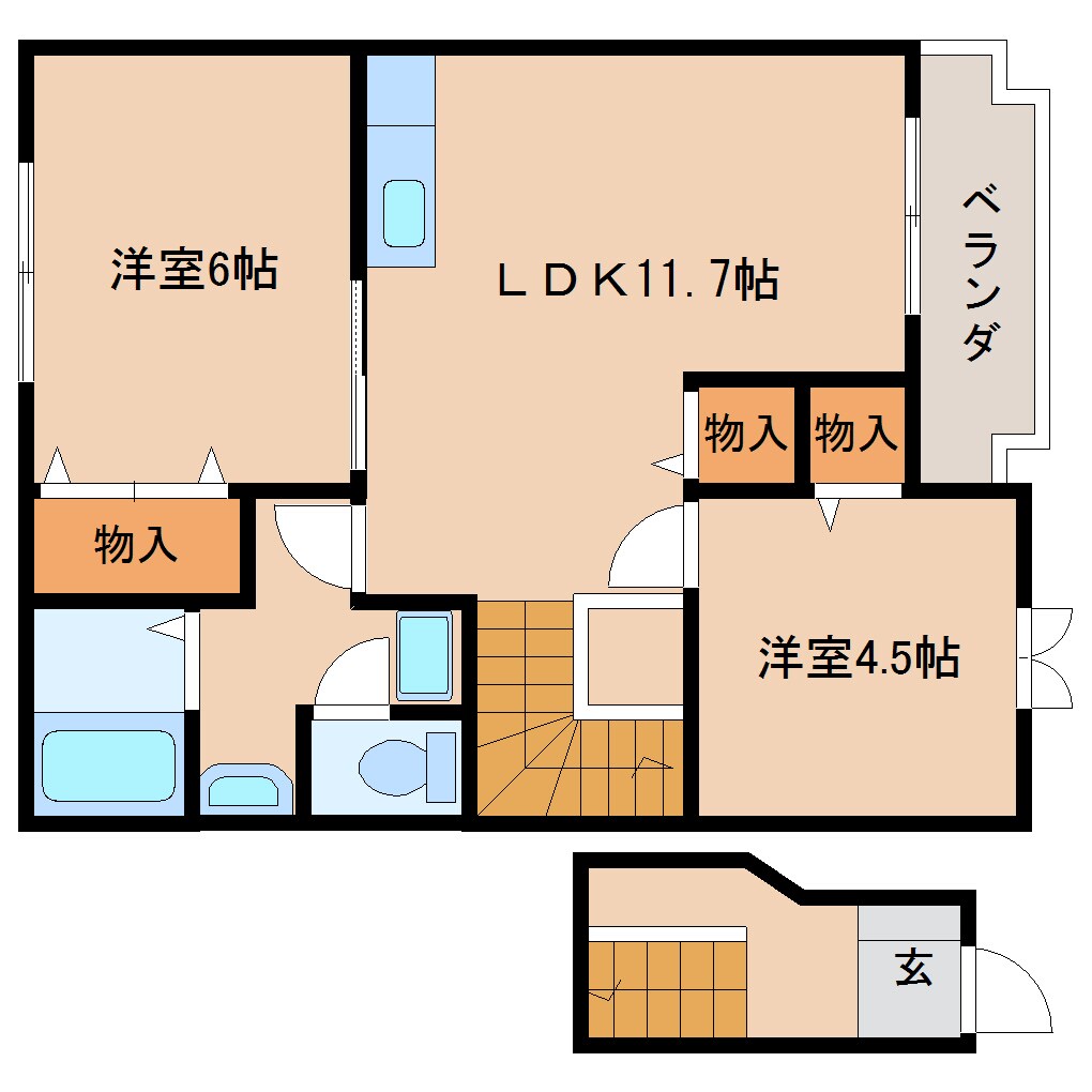 二階堂駅 徒歩5分 2階の物件間取画像