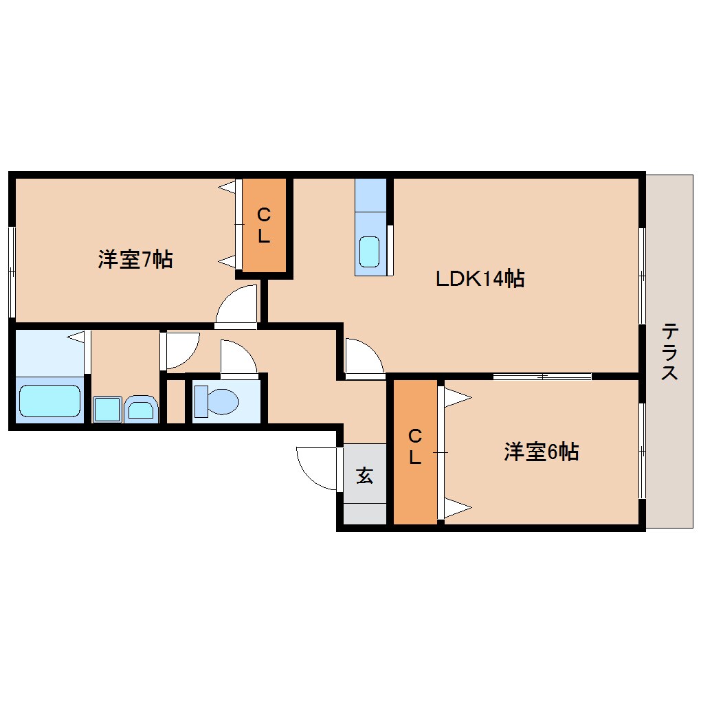 前栽駅 徒歩16分 1階の物件間取画像