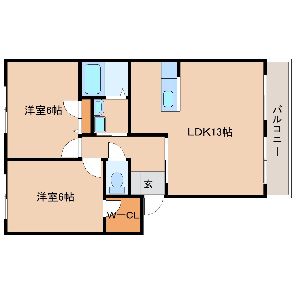 櫟本駅 徒歩10分 2階の物件間取画像