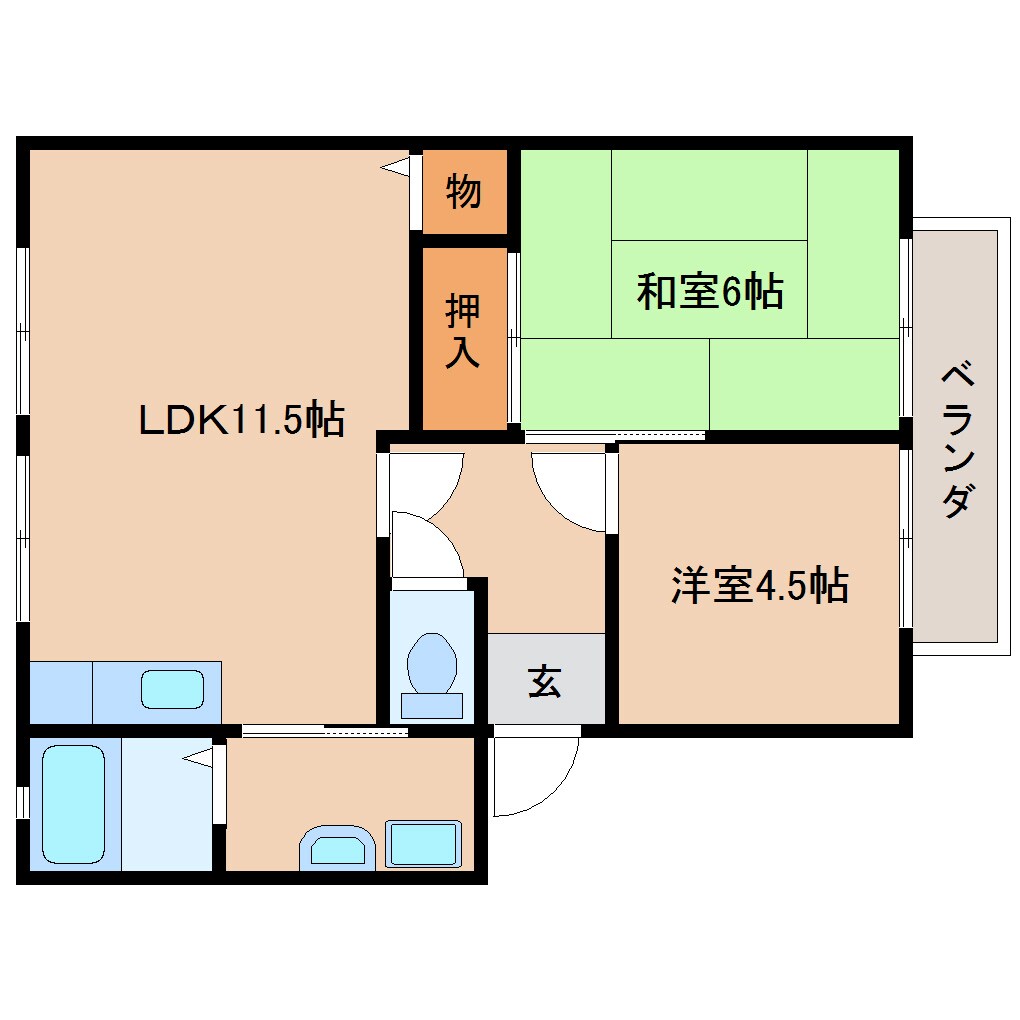 奈良県天理市石上町ハイツ 2階の物件間取画像