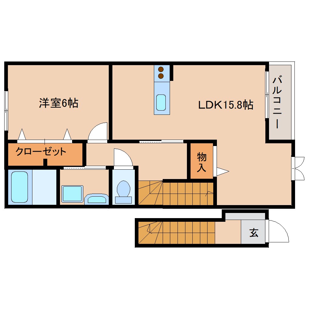 奈良県天理市田部町コーポ 2階の物件間取画像