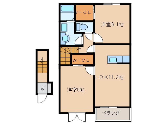 天理駅 徒歩9分 2階の物件間取画像