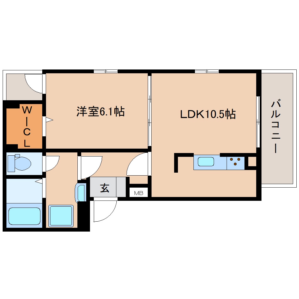 櫟本駅 徒歩4分 2階の物件間取画像