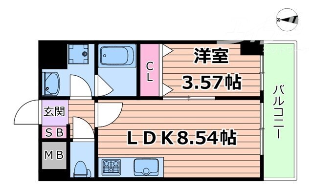 京橋駅 徒歩1分 5階の物件間取画像