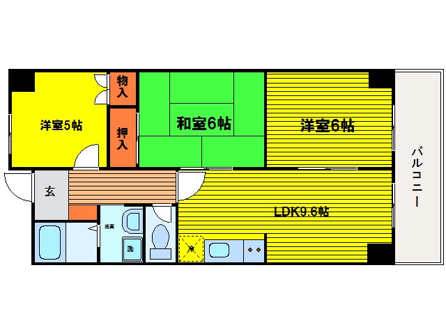 大拓ハイツ3の物件間取画像