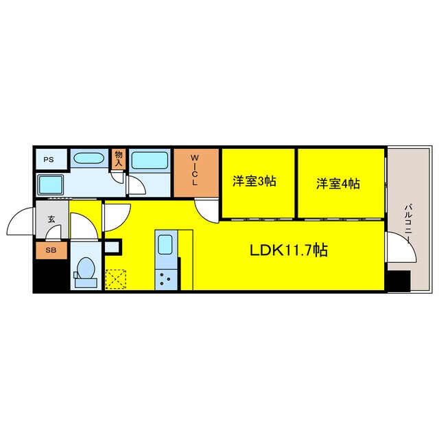 アーバネックス新町の物件間取画像