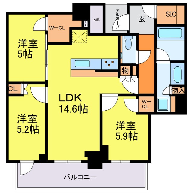 シエリアタワー大阪堀江の物件間取画像