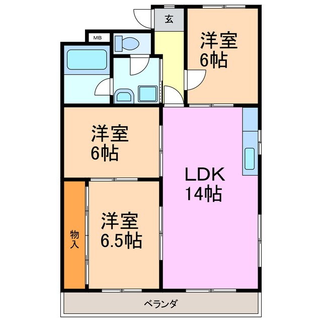 第3ヒルハイツ桃山の物件間取画像