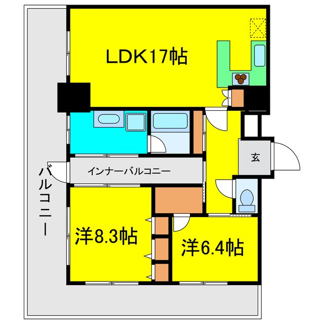 松屋町駅 徒歩1分 24階の物件間取画像