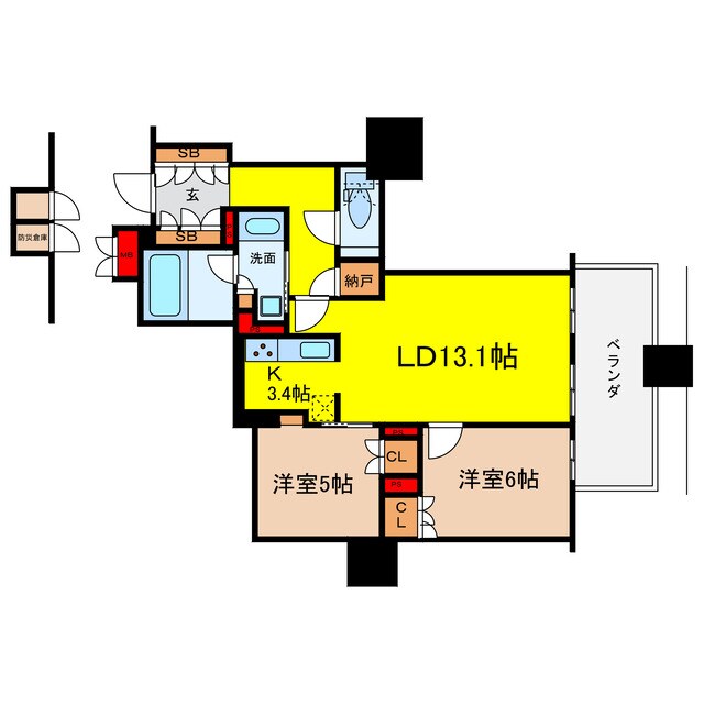 ブランズタワー大阪本町の物件間取画像