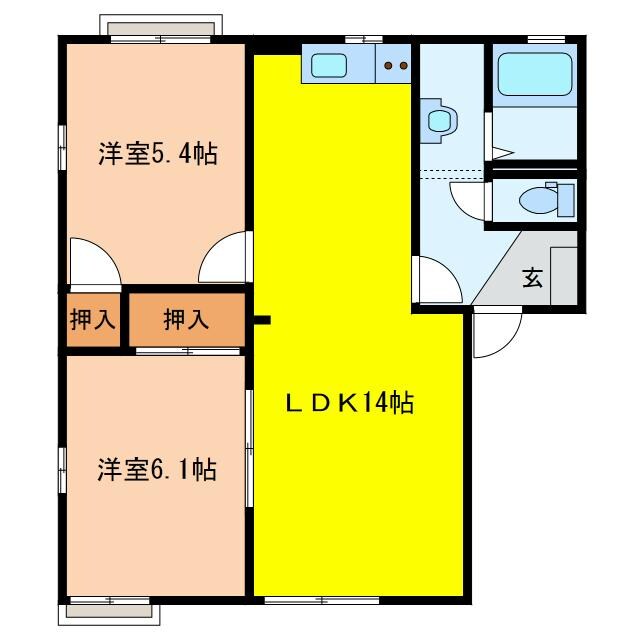 カーサ江島E棟の物件間取画像