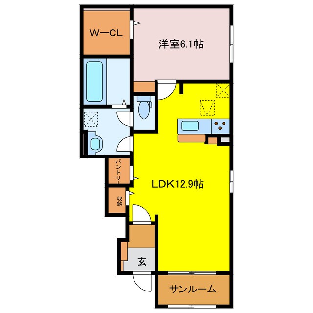 ミル　ハピネス　C棟の物件間取画像