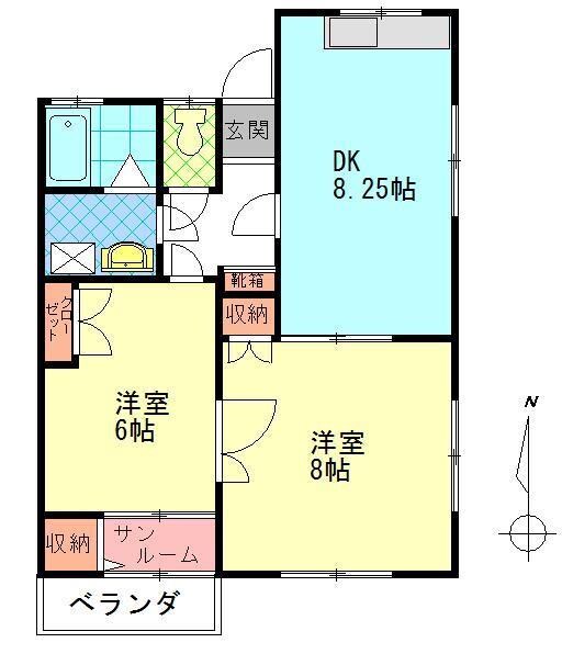 サングレイス横尾B棟の物件間取画像