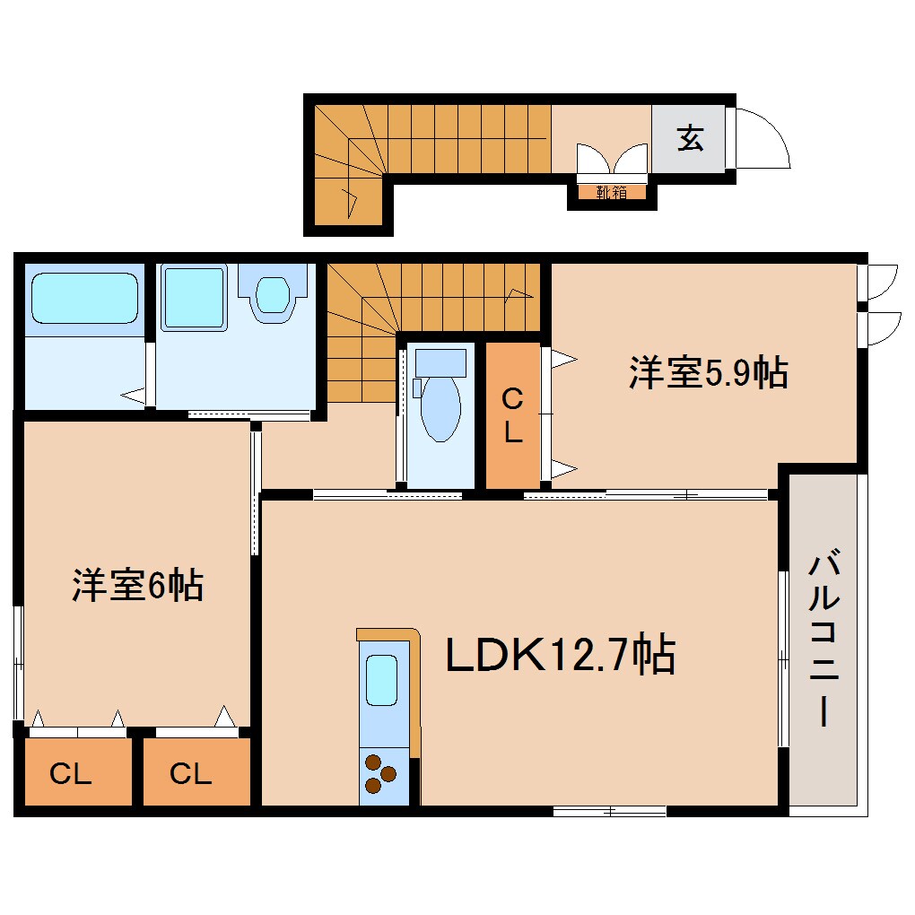 静岡駅 バス20分  中島下車：停歩2分 2階の物件間取画像