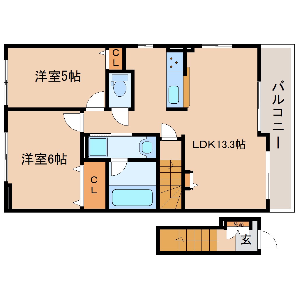 静岡駅 バス23分  南安倍川橋下車：停歩8分 2階の物件間取画像