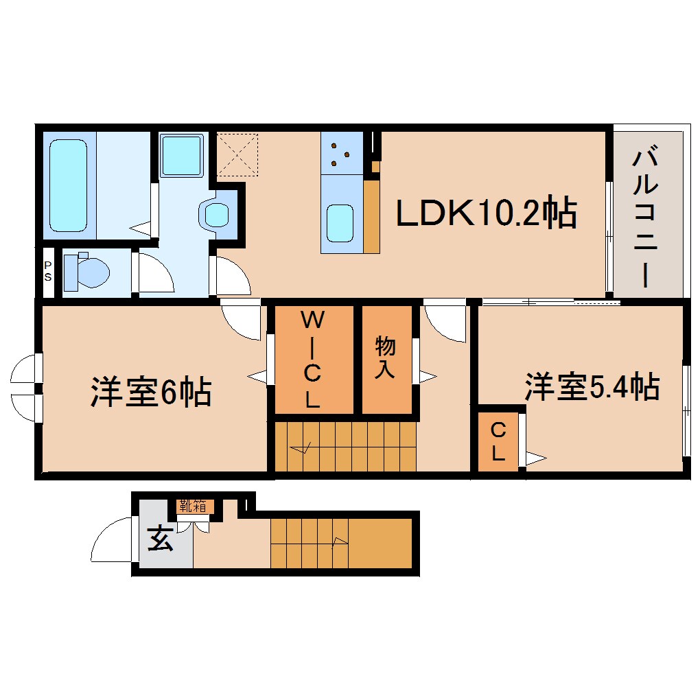 焼津駅 バス5分  牛田橋下車：停歩6分 2階の物件間取画像