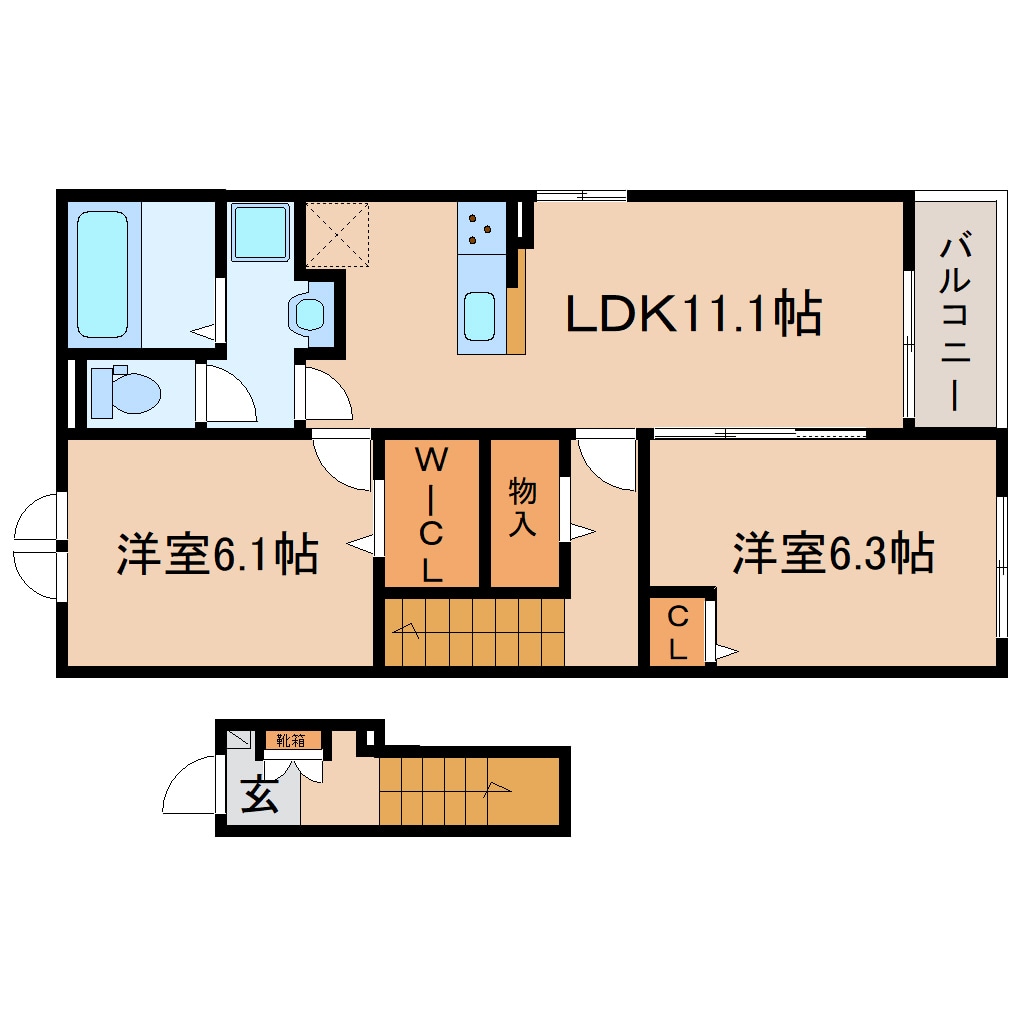 焼津駅 徒歩7分 2階の物件間取画像