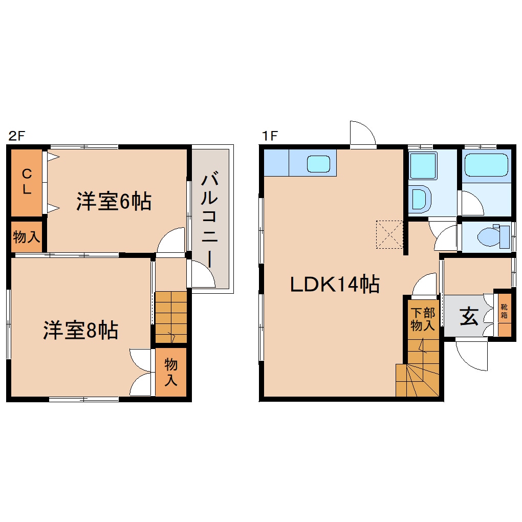 静岡駅 徒歩15分 1-2階の物件間取画像