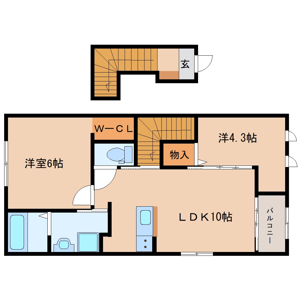 静岡駅 バス26分  南沼上団地下車：停歩4分 2階の物件間取画像