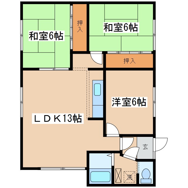 川北町4-17テラスハウスの物件間取画像