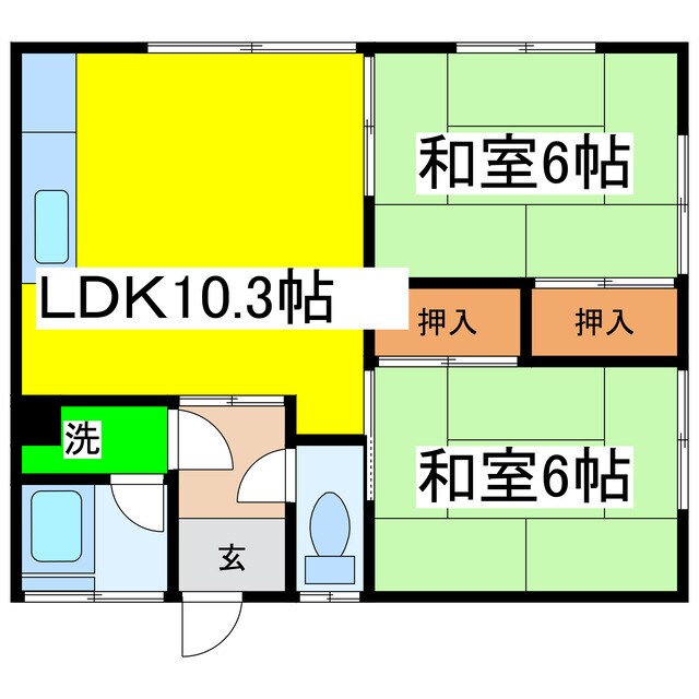 ひまわりハイツⅡ（鳥取北）の物件間取画像